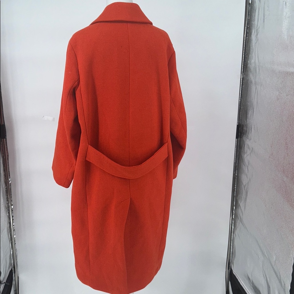 H&M Women Orange Wool Blend Long Coat Size S Classic Button Front - Picture 7 of 11